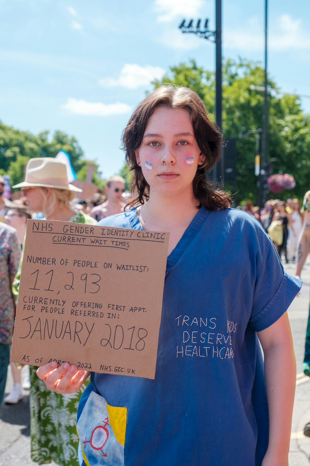 a person holding a sign