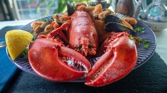 a plate of seafood