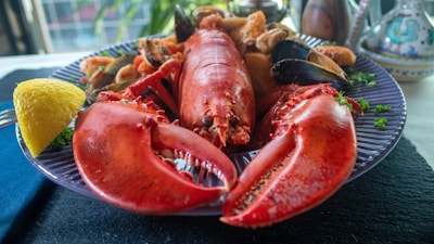 a plate of seafood