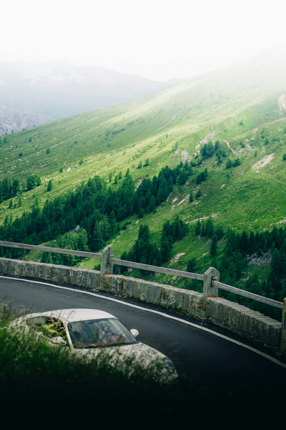 a car driving on a road