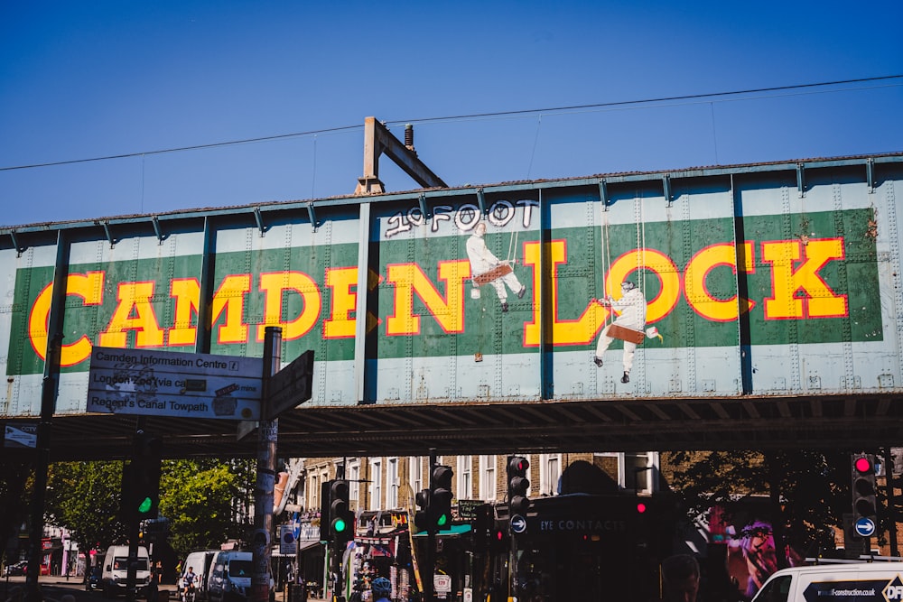 a large sign with a large banner