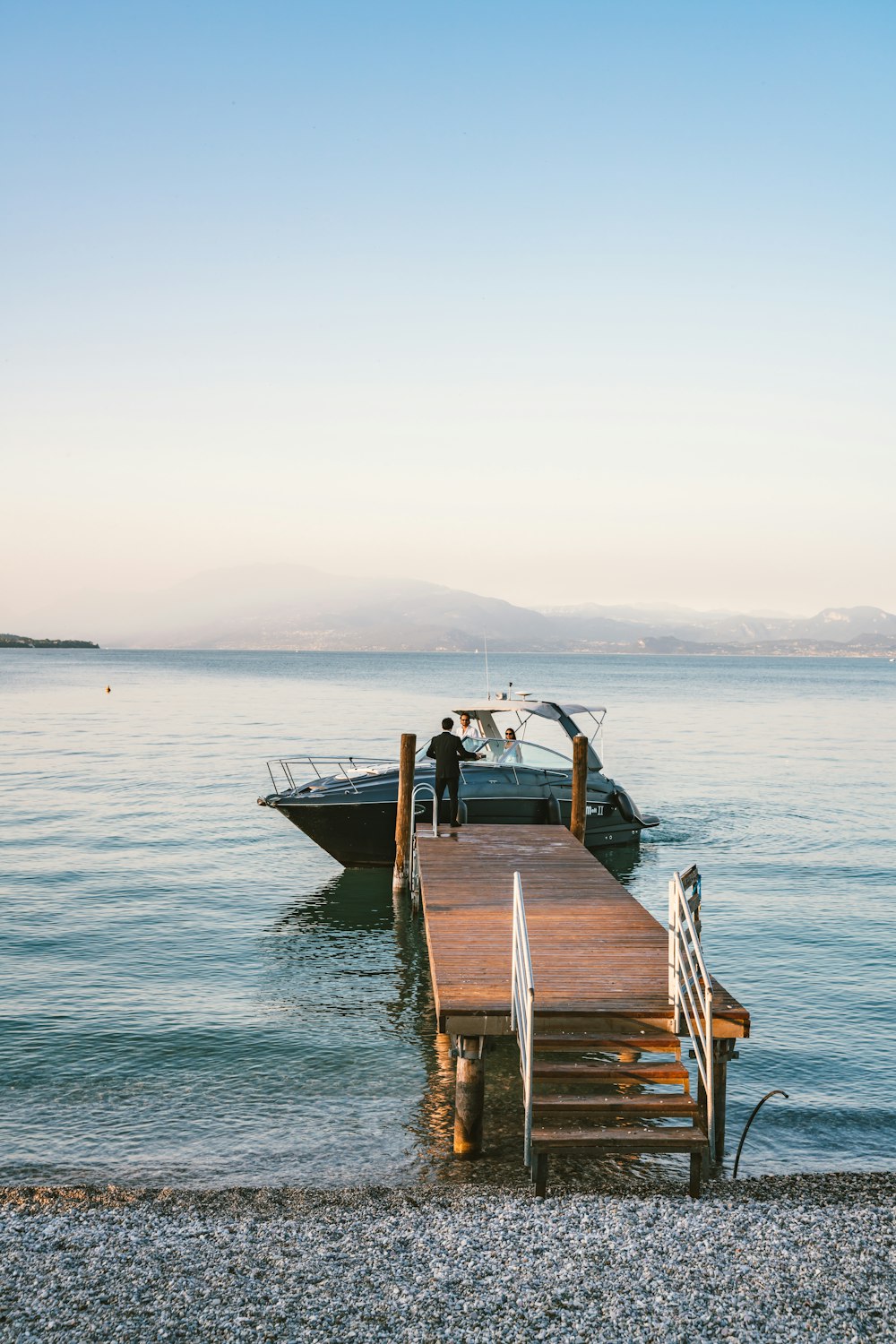 a boat is parked at a dock