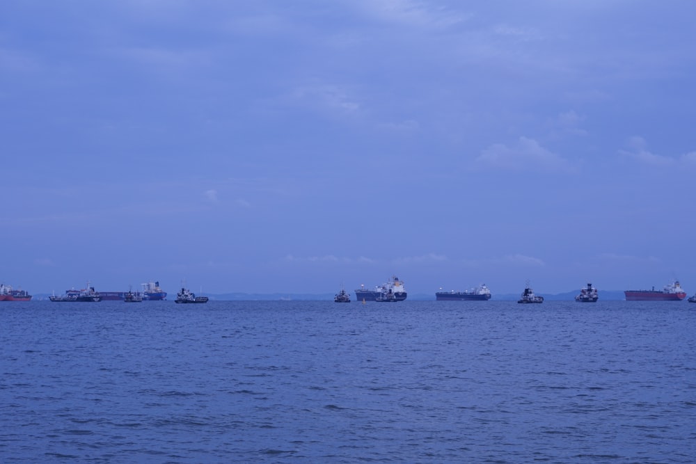 a group of ships in the water