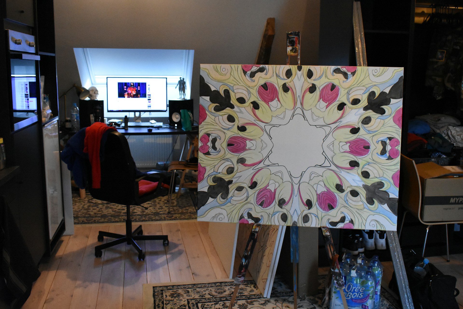 black and brown leather padded tub sofa