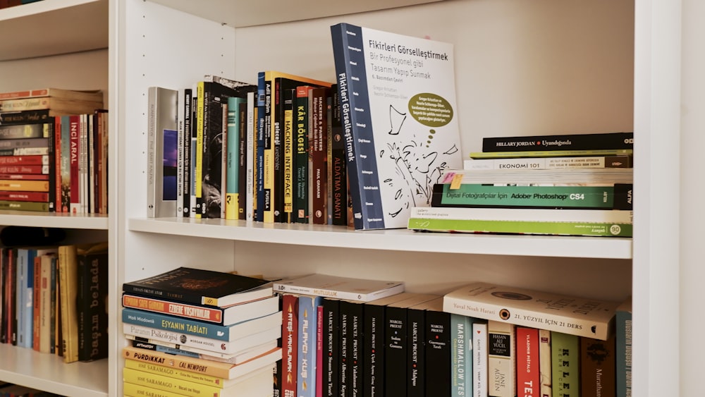 a shelf with books on it