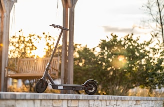 The bqi electric lithium charger plugged in, glowing softly as it powers up a scooty.