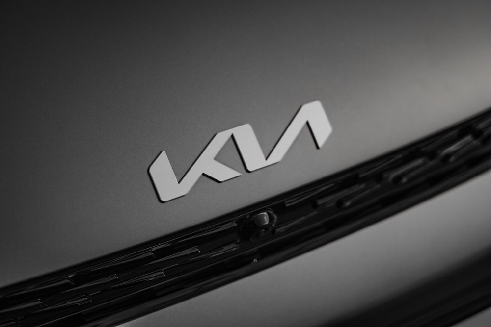 a close up of a car's logo