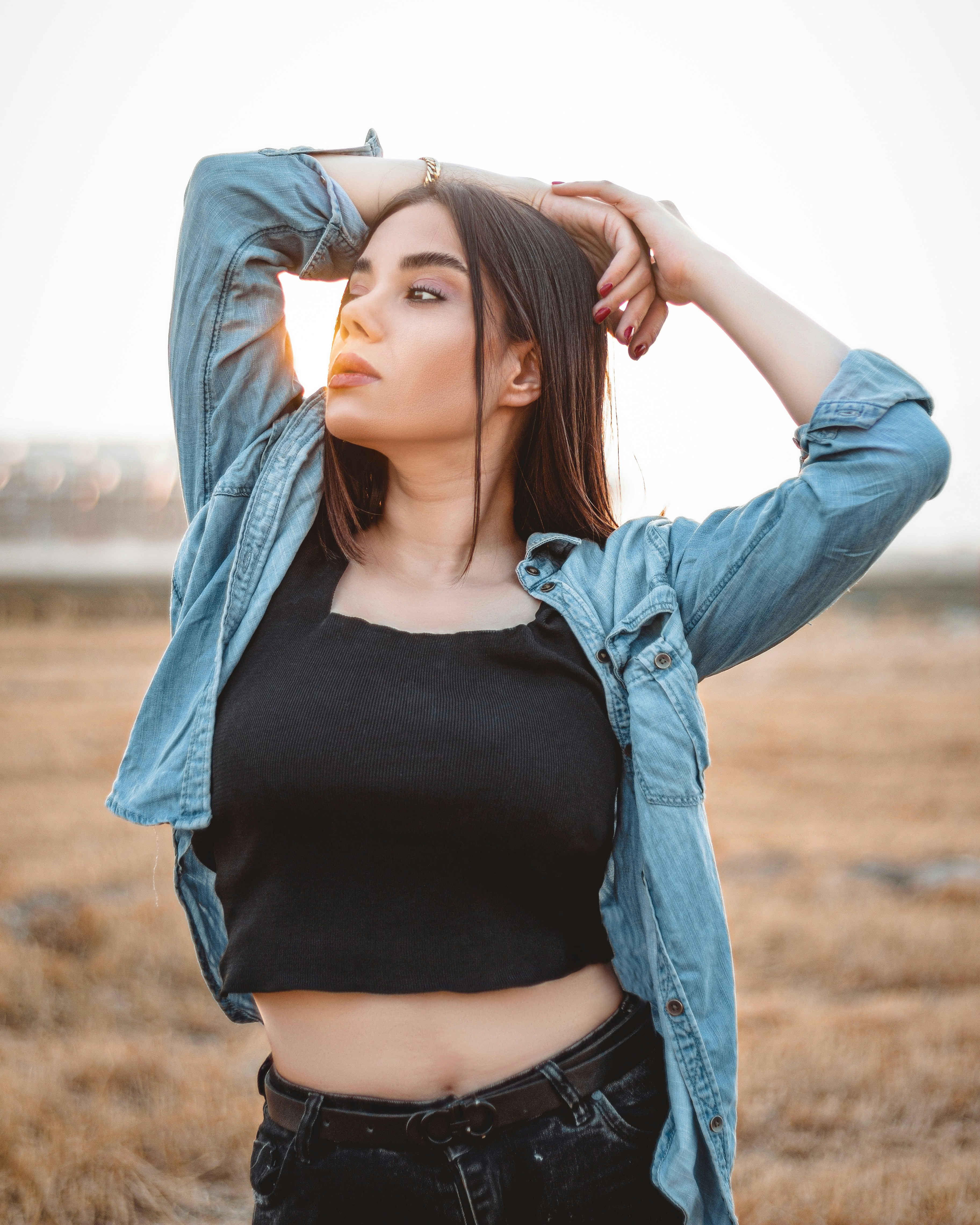 Iranian girl in wheat Yellow , syan