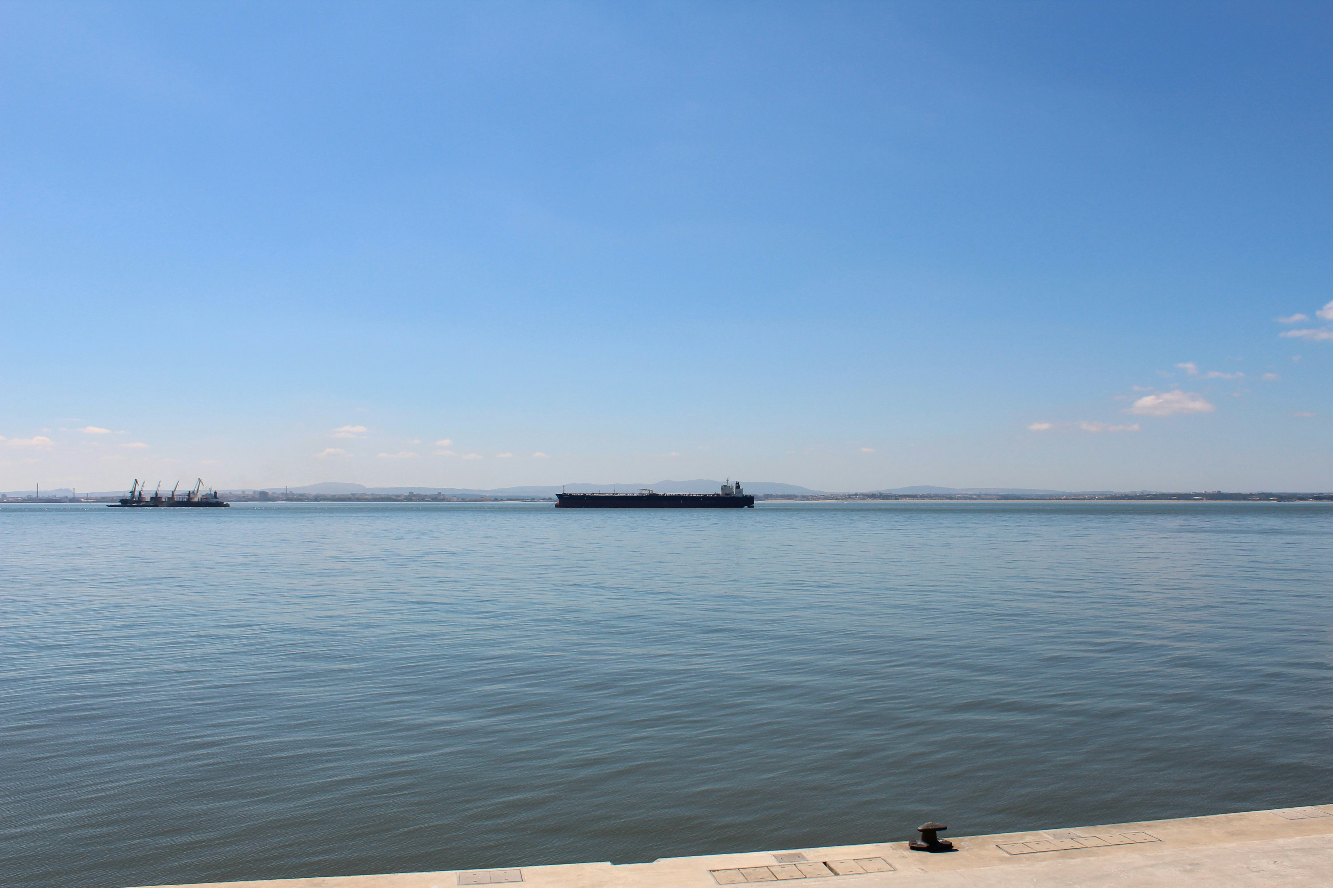 View of the Tagus River from the Carrilho da Graça designed Lisbon Cruiseship Terminal.
