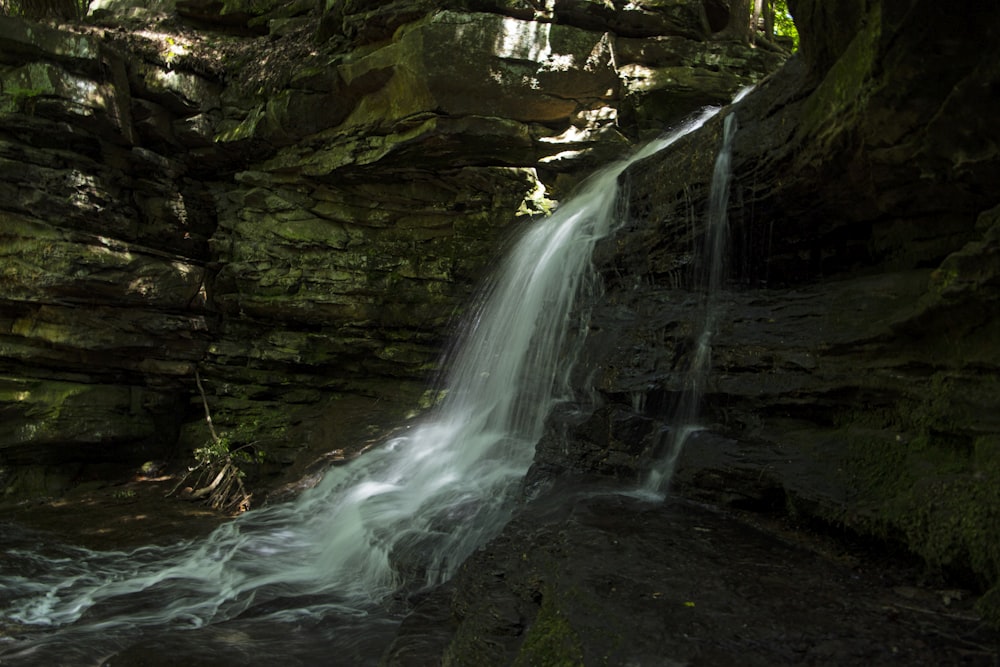 a waterfall in a cave