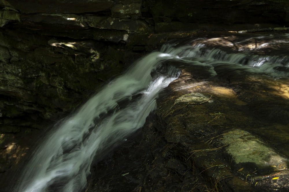 a waterfall in a cave