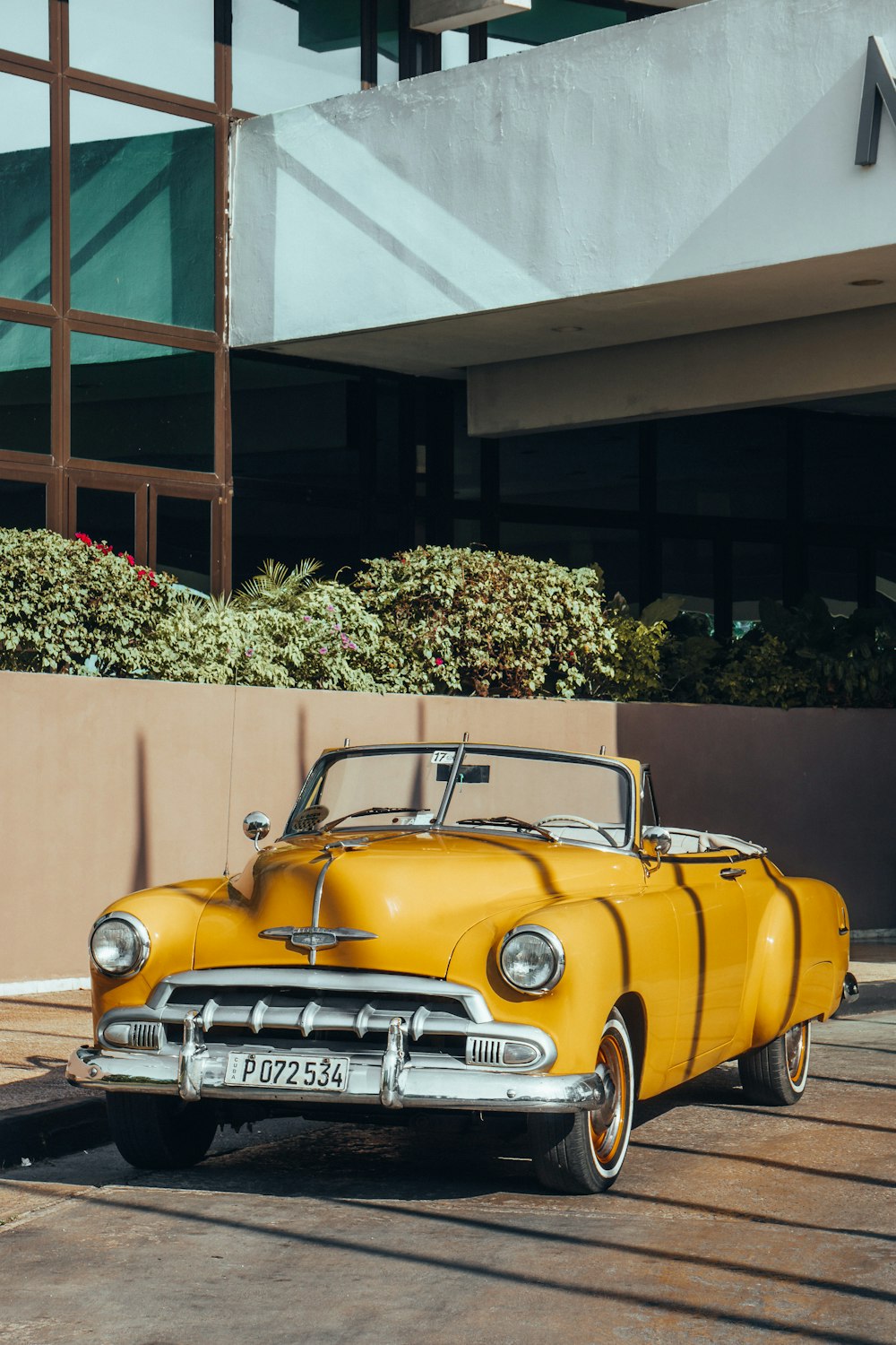 an old yellow car