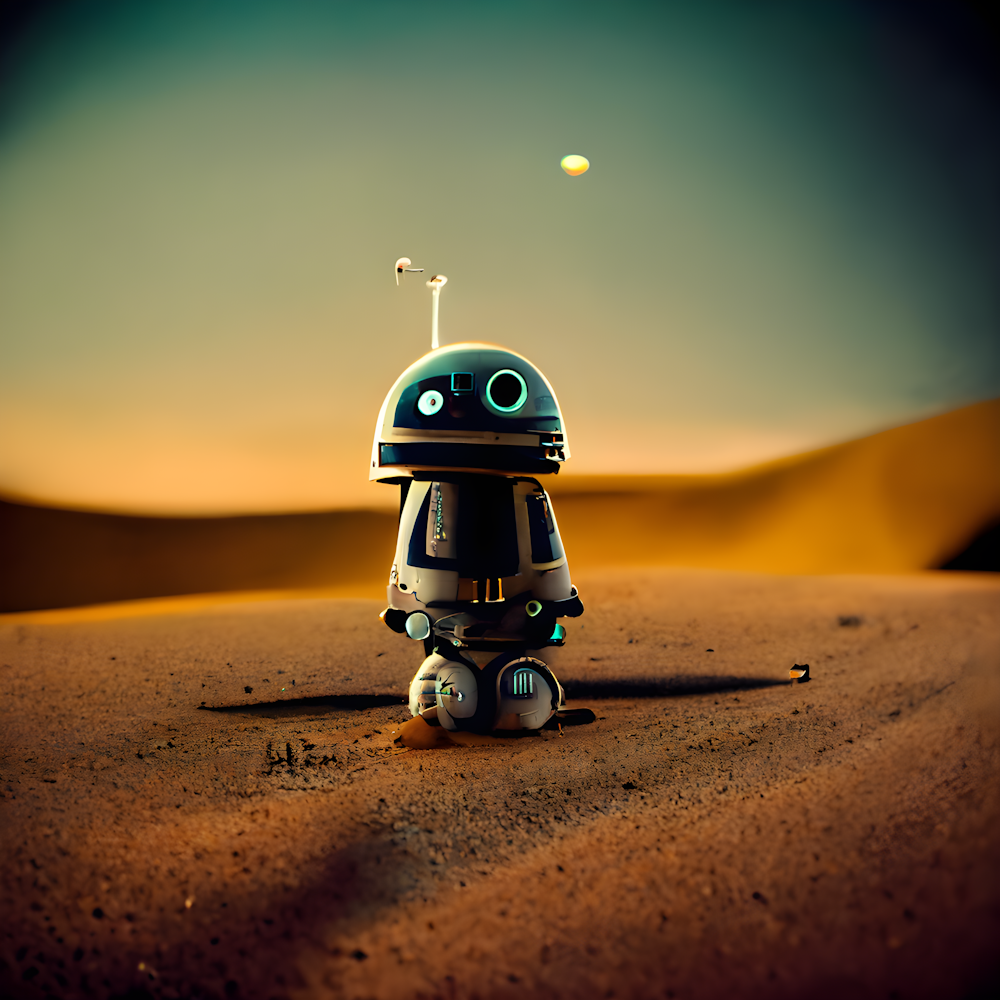 Ein Roboter in der Wüste