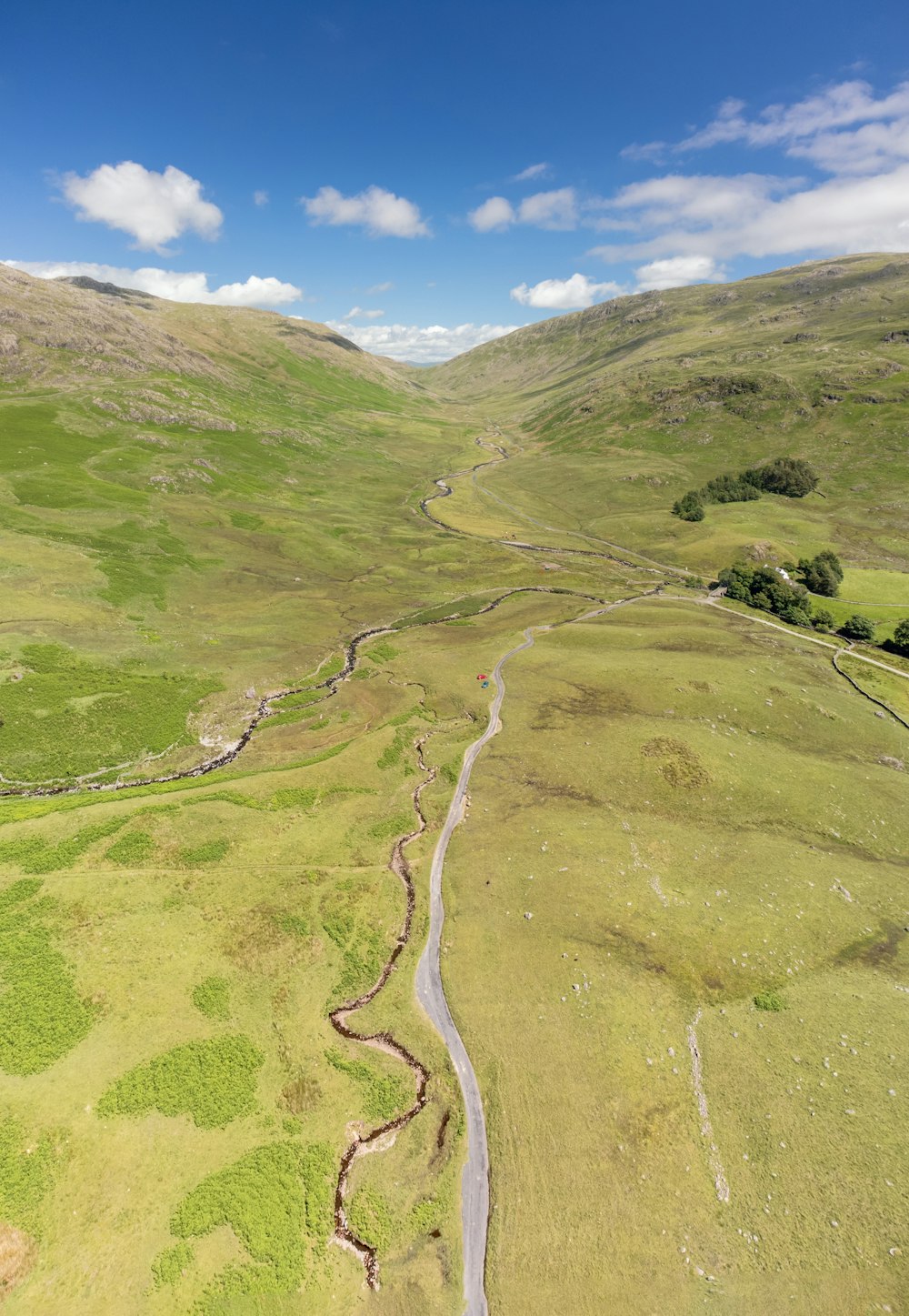 a long road in a valley