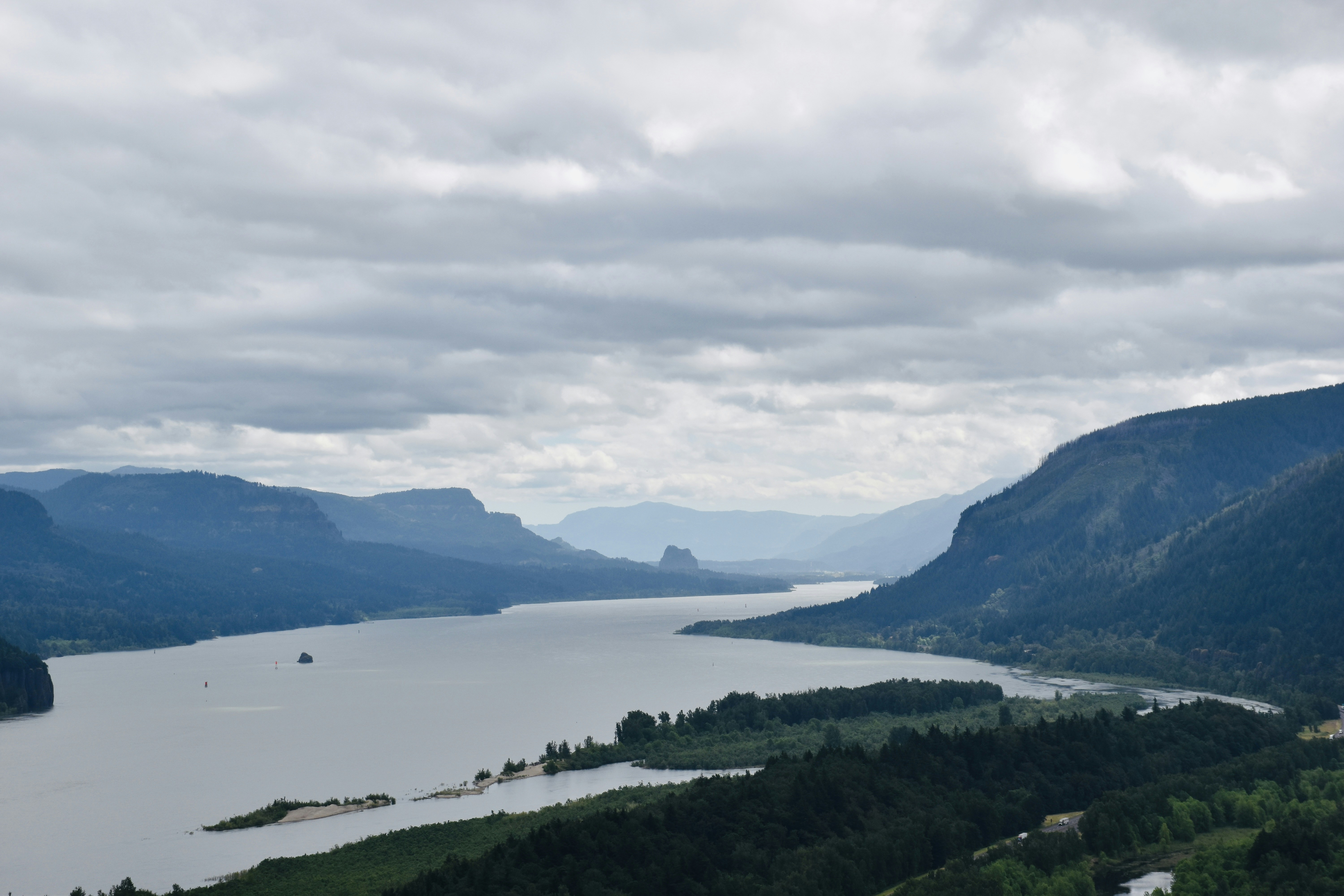 a lake surrounded by mountains