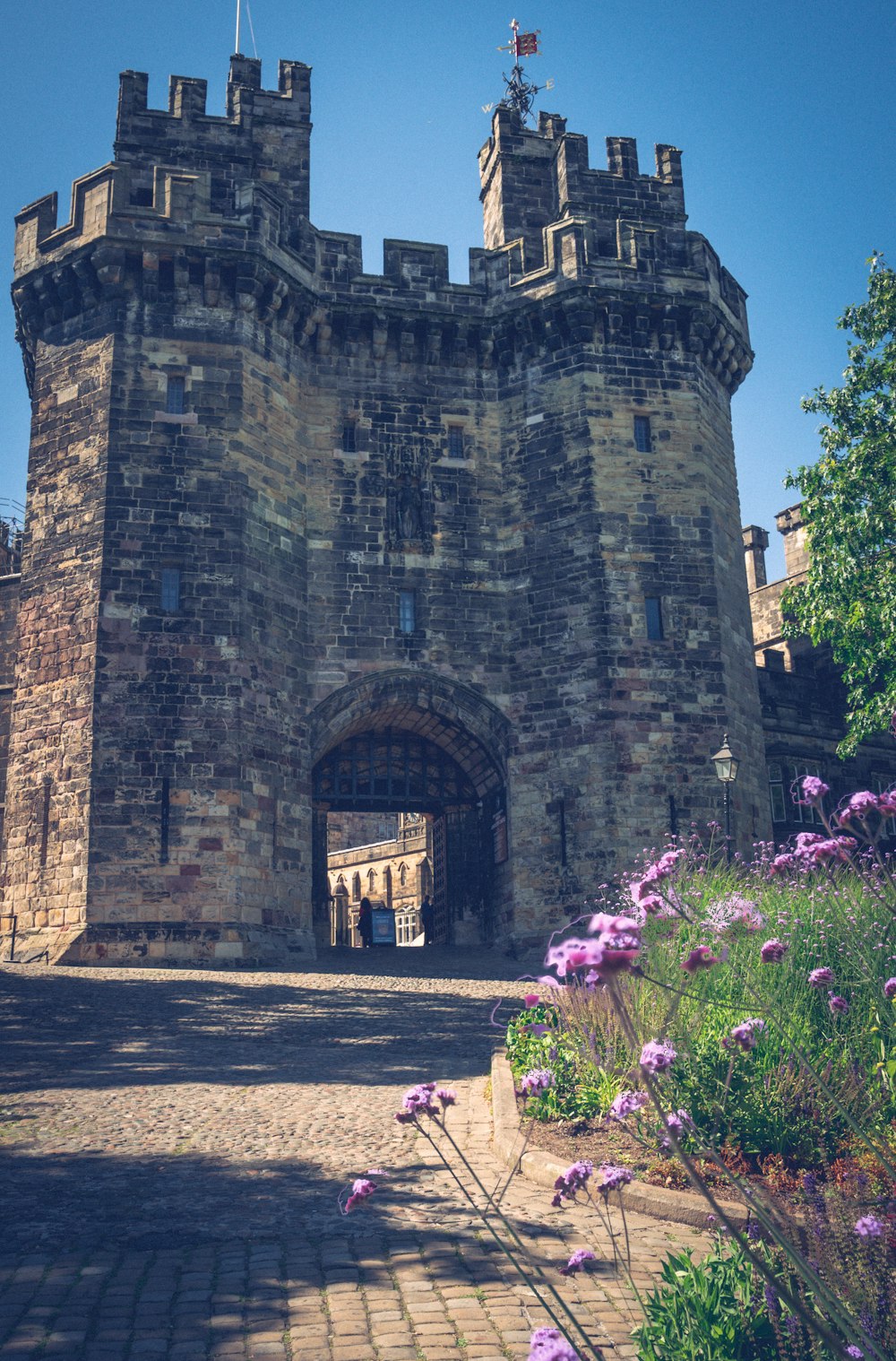 a castle with a moat