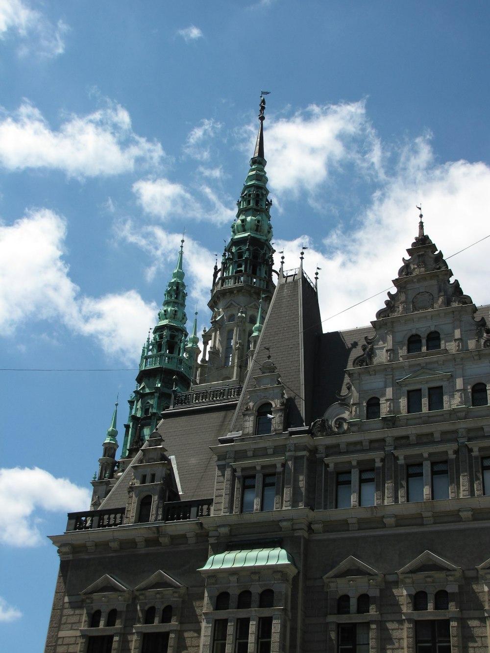 a large building with towers