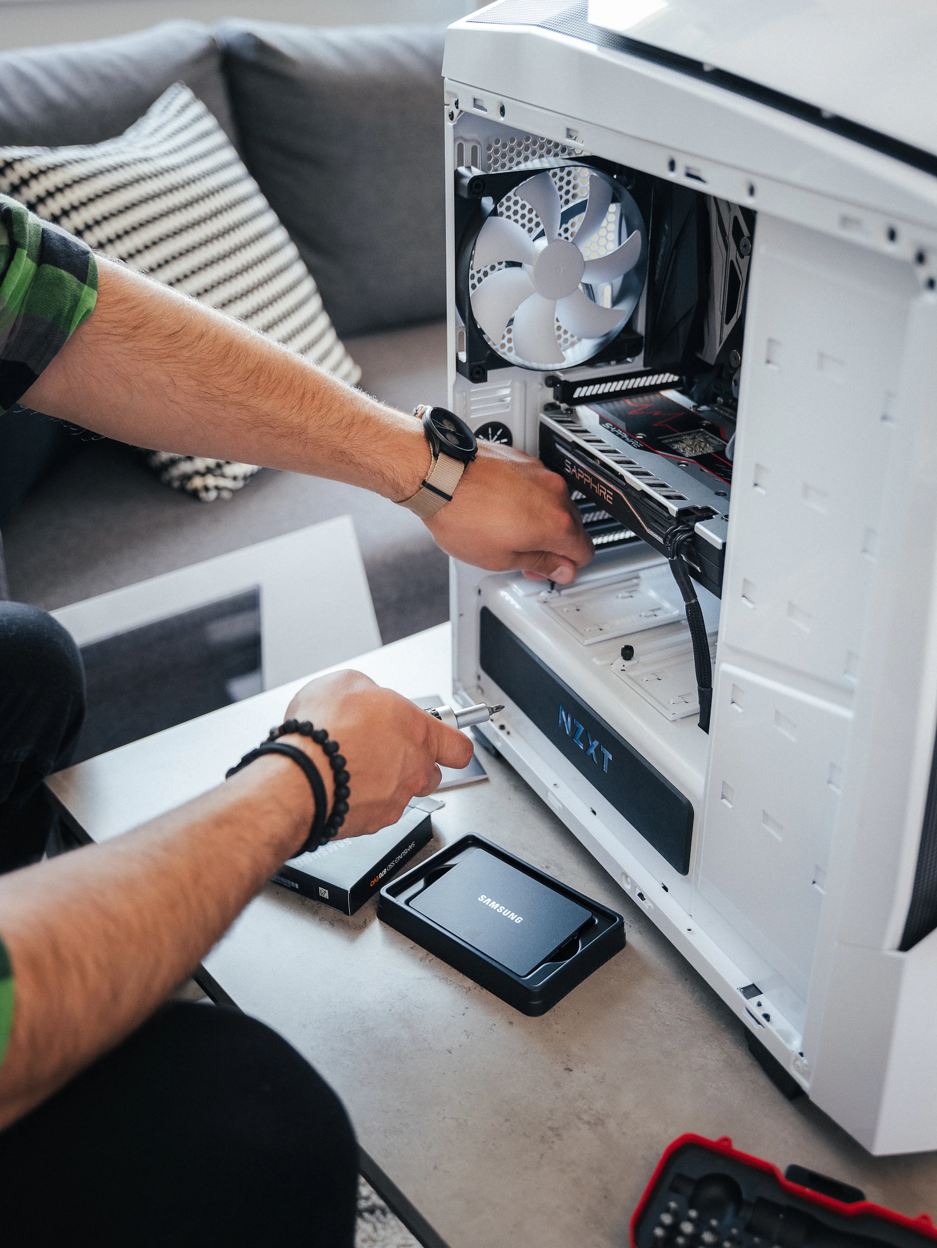 a man working on a computer