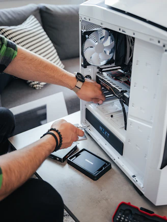 a man working on a computer