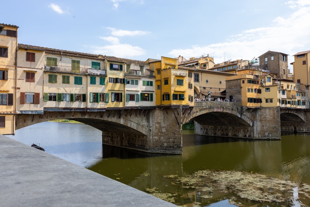 Ponte Vecchio over a river with buildings on either side of it