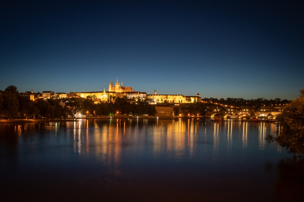 a city with lights at night