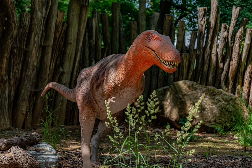 a dinosaur in a forest