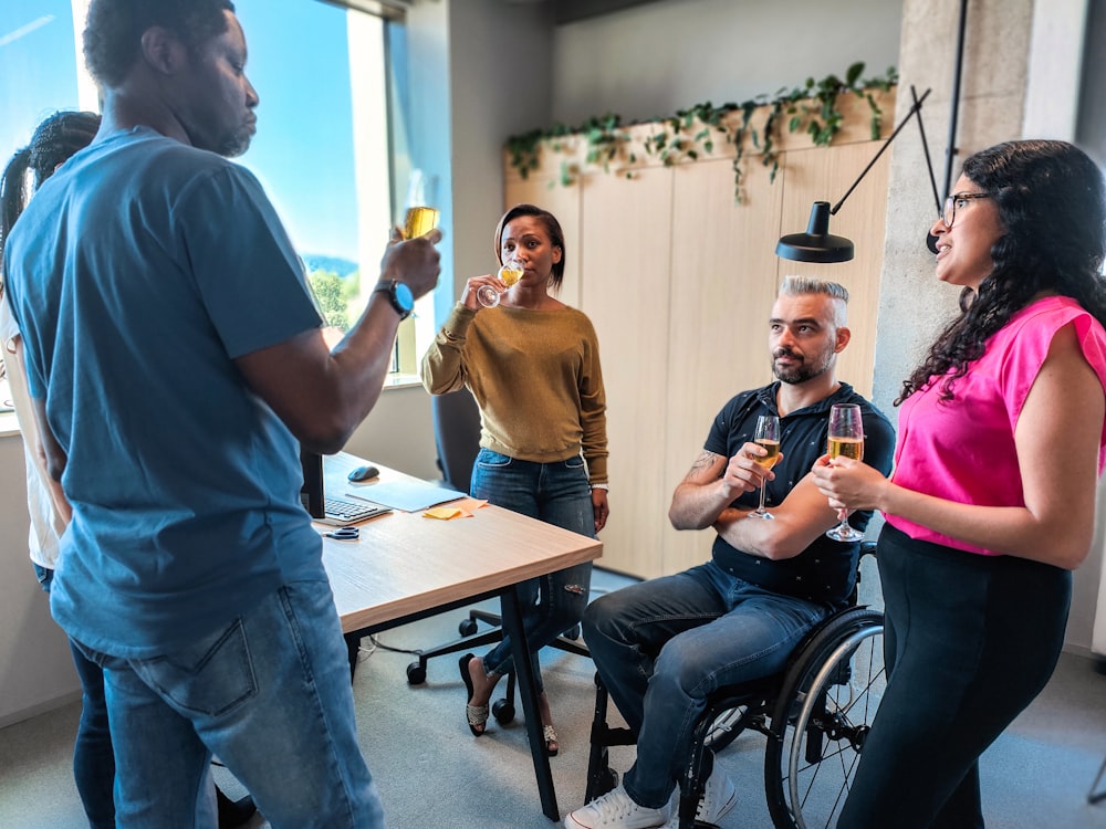 a group of people drinking beer