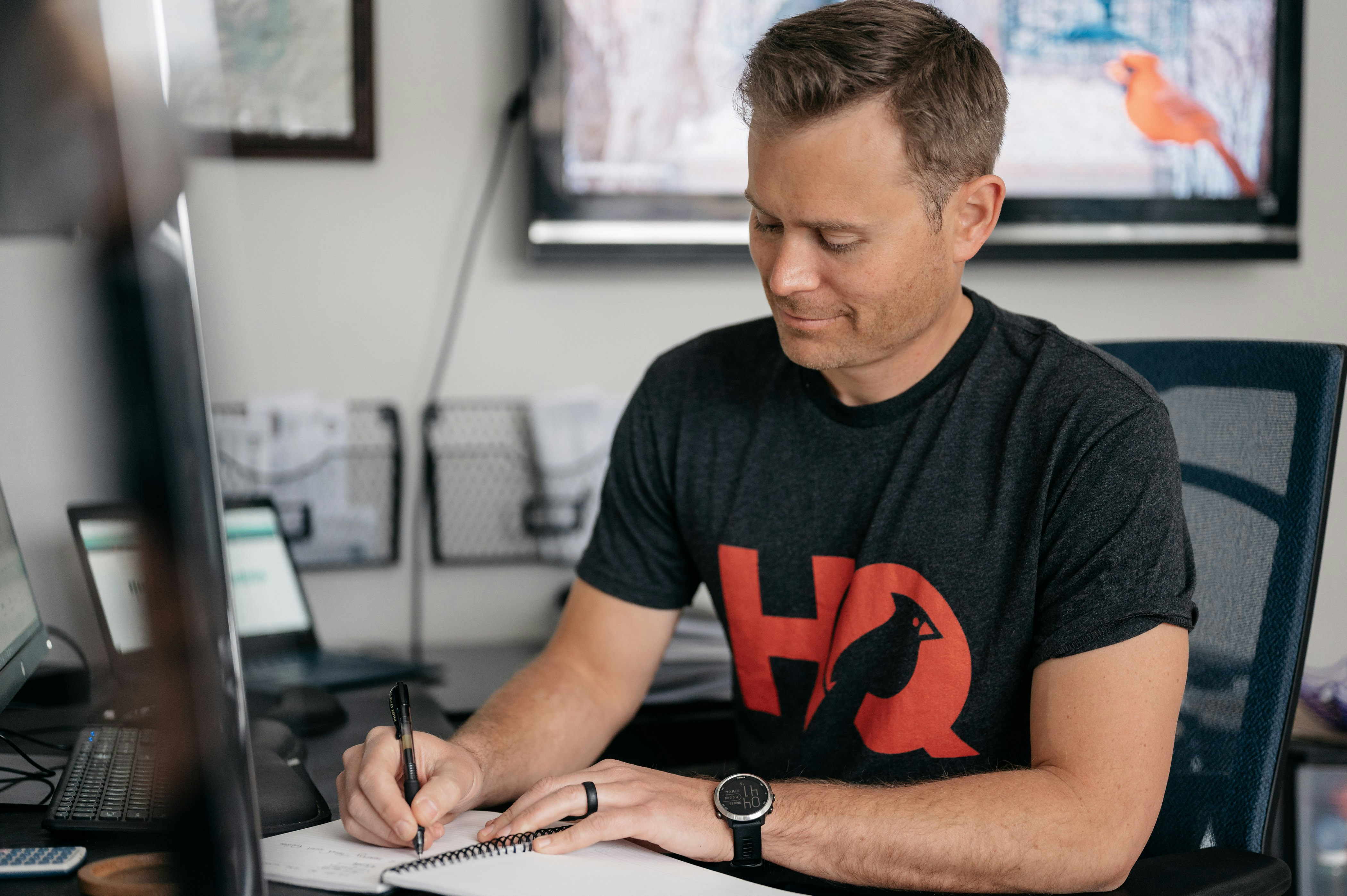 a man sitting at a desk