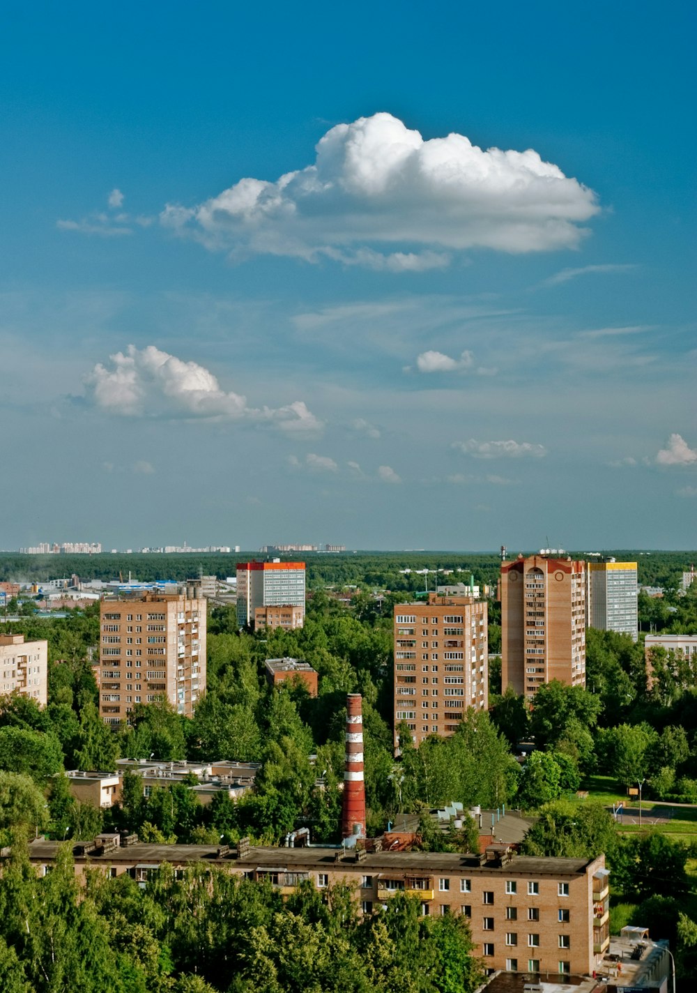 a city with trees and buildings