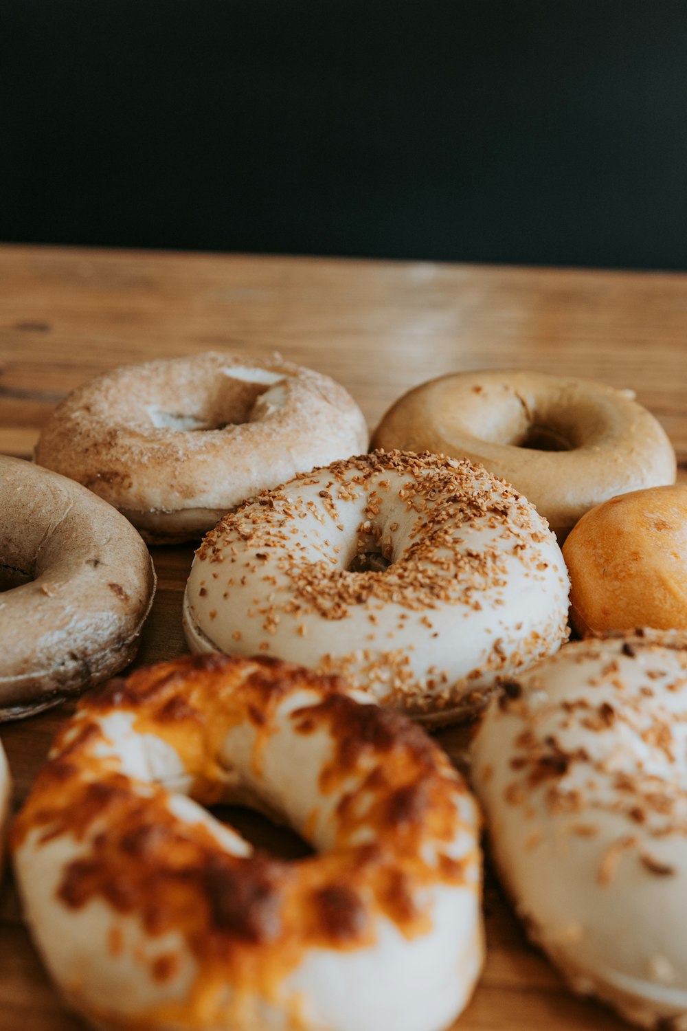 a group of doughnuts on a table