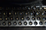 a group of black buttons