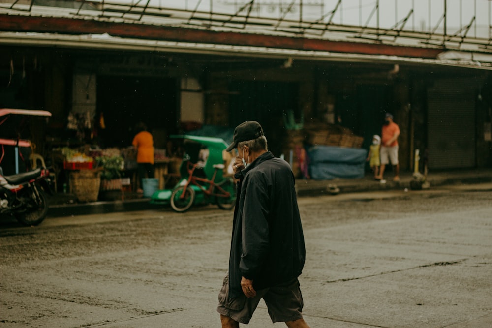 a man walking in the street