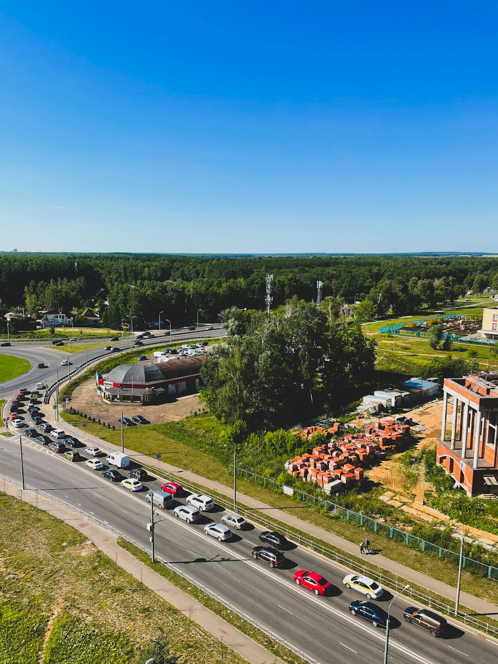 a highway with cars on it