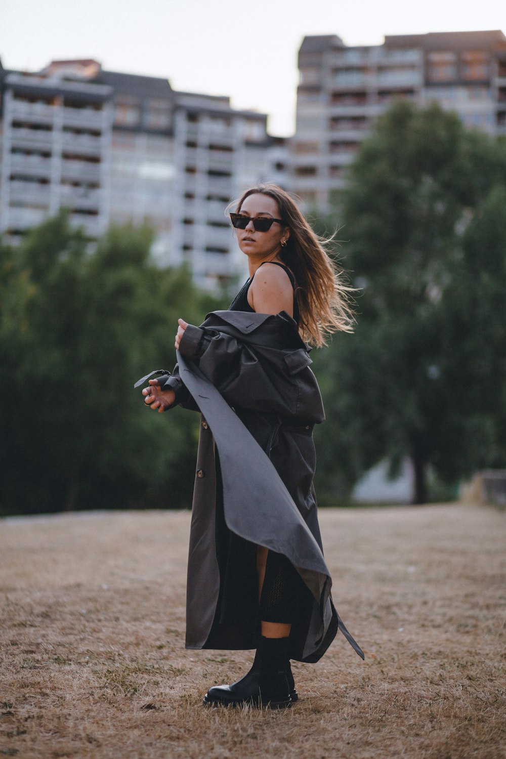 a person in a black dress