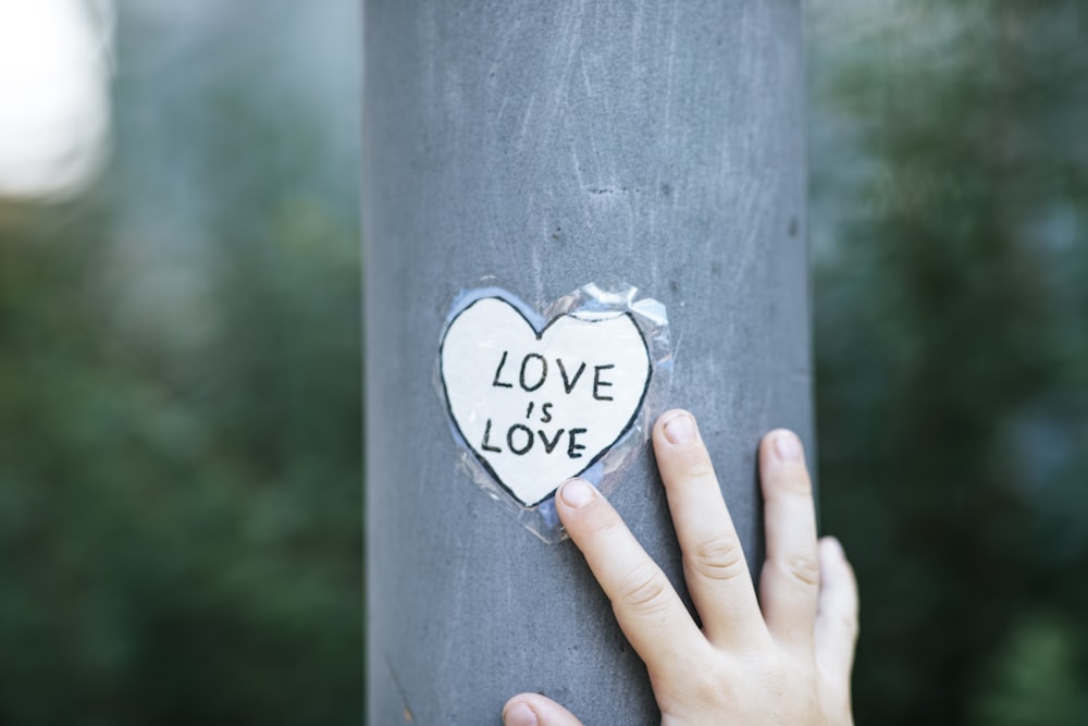 a hand holding a sign