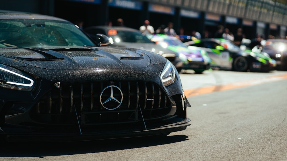 a black car on a road