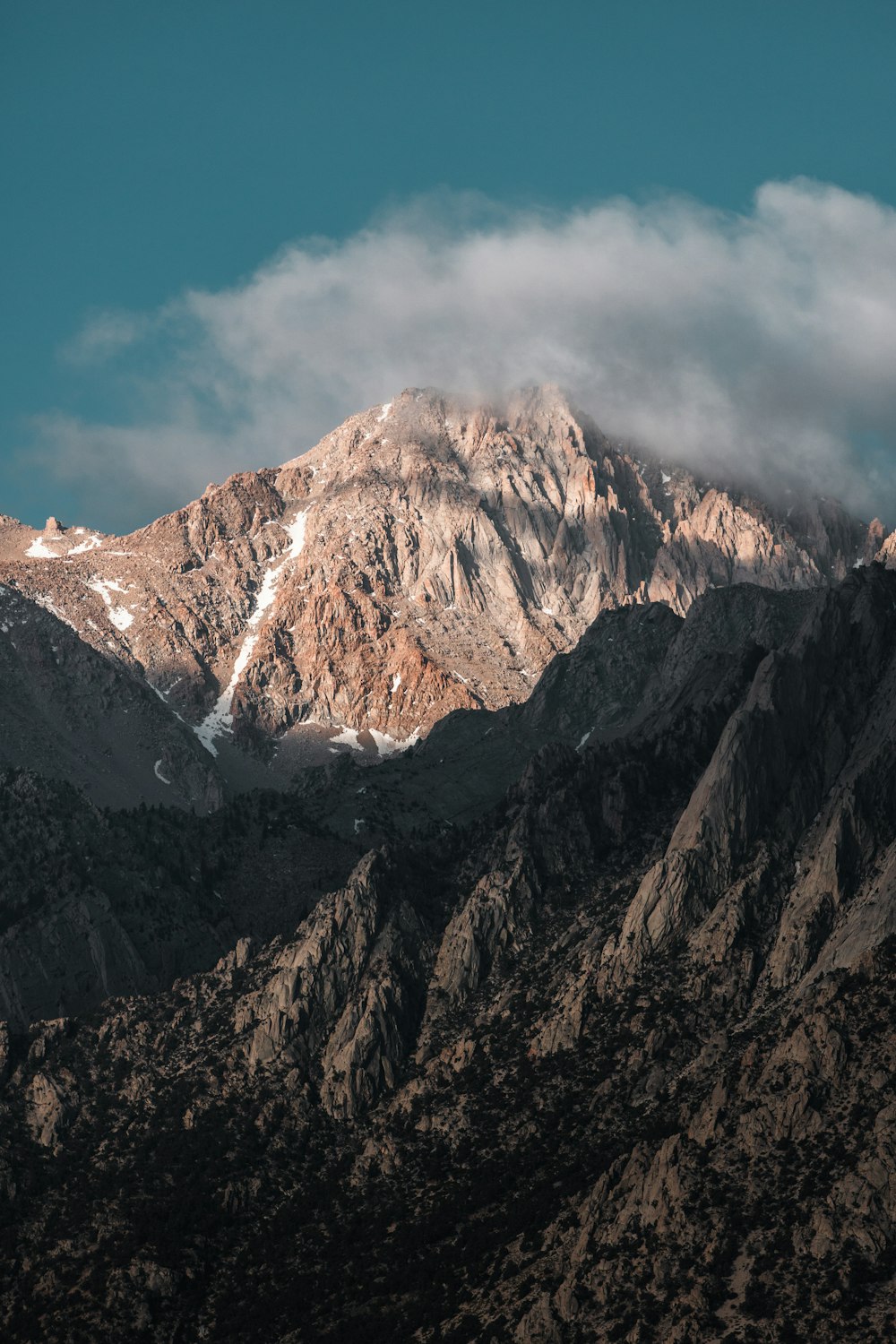 a mountain with snow