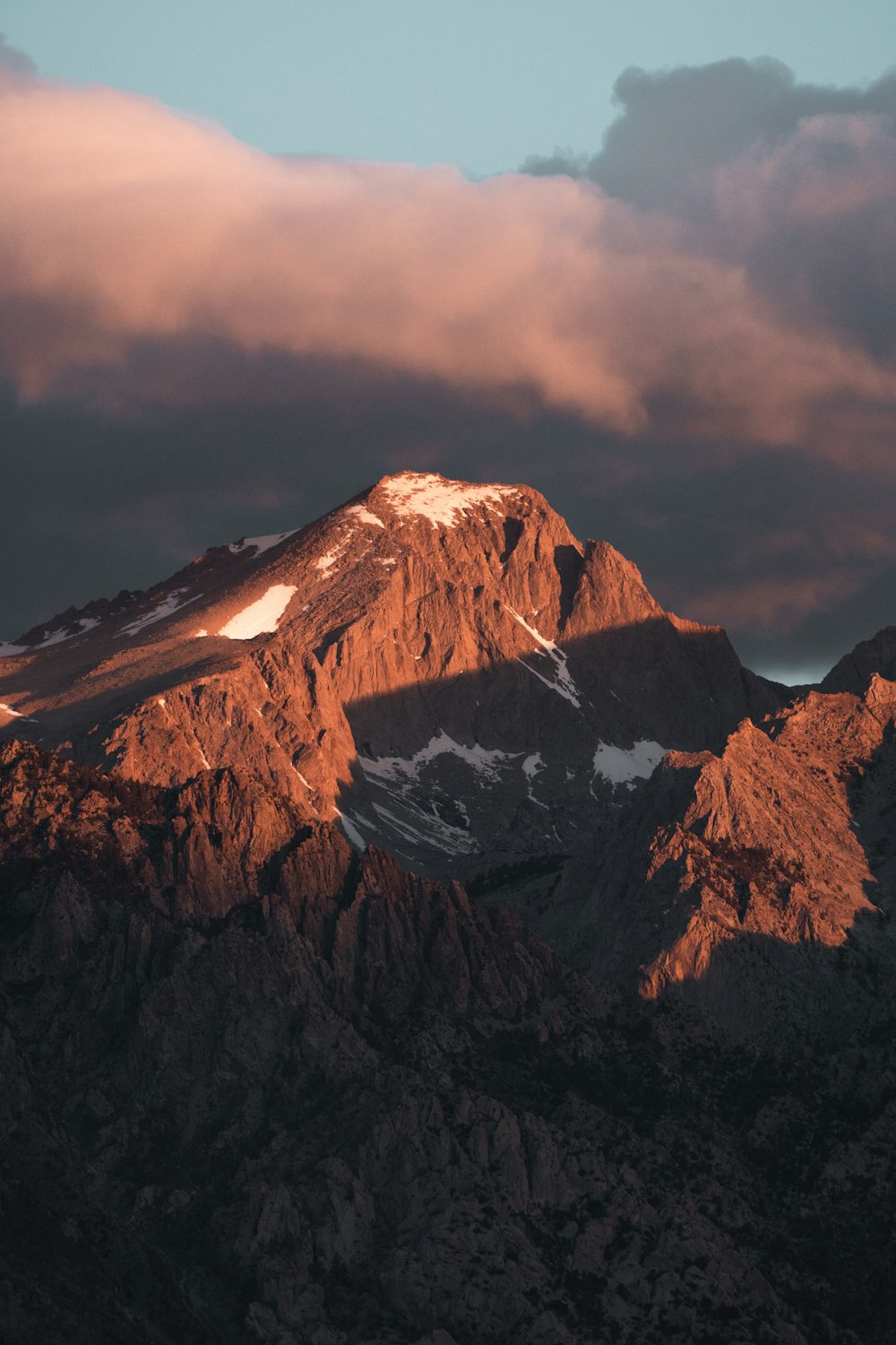 a mountain with snow