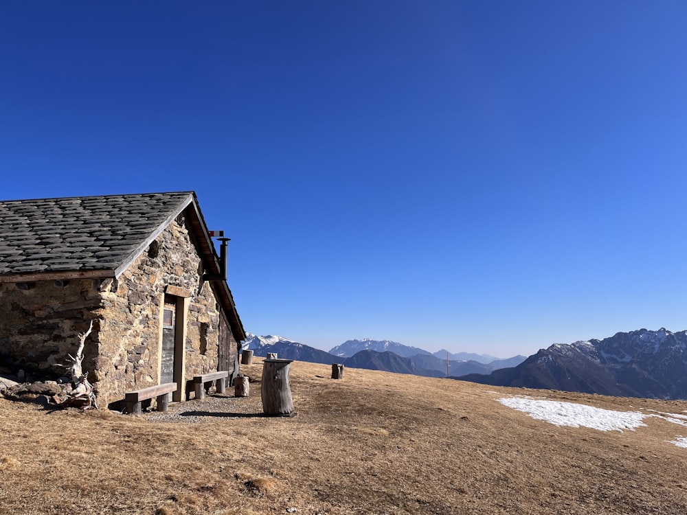 a building in a dry landscape