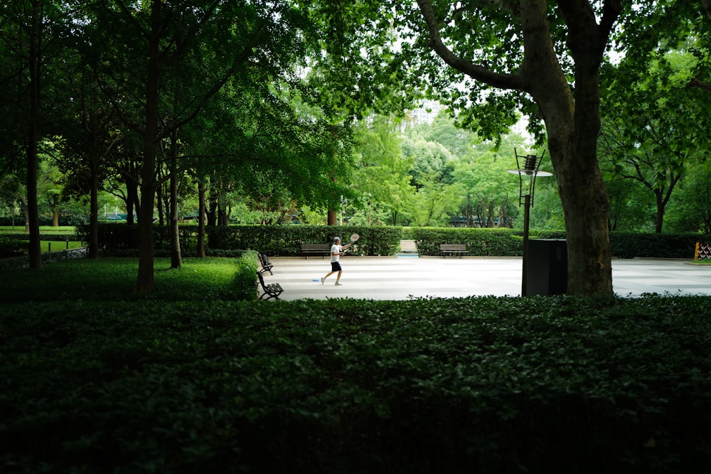 a person running in a park