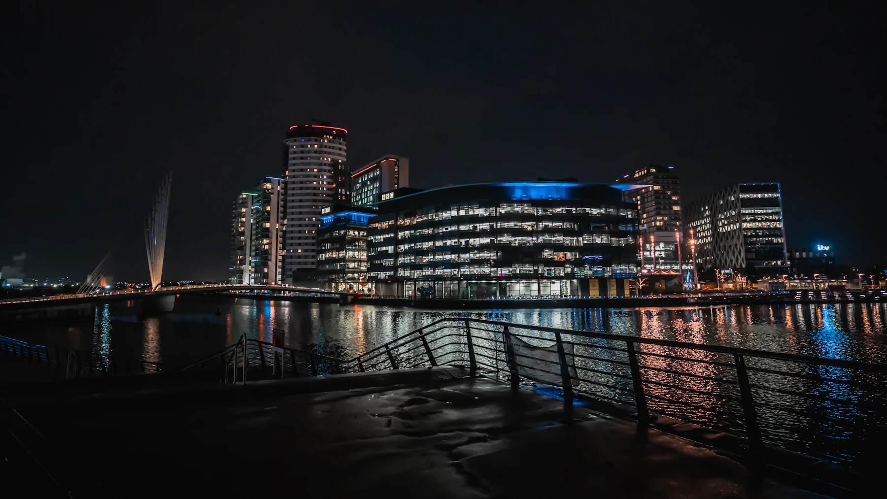Manchester city skyline at night