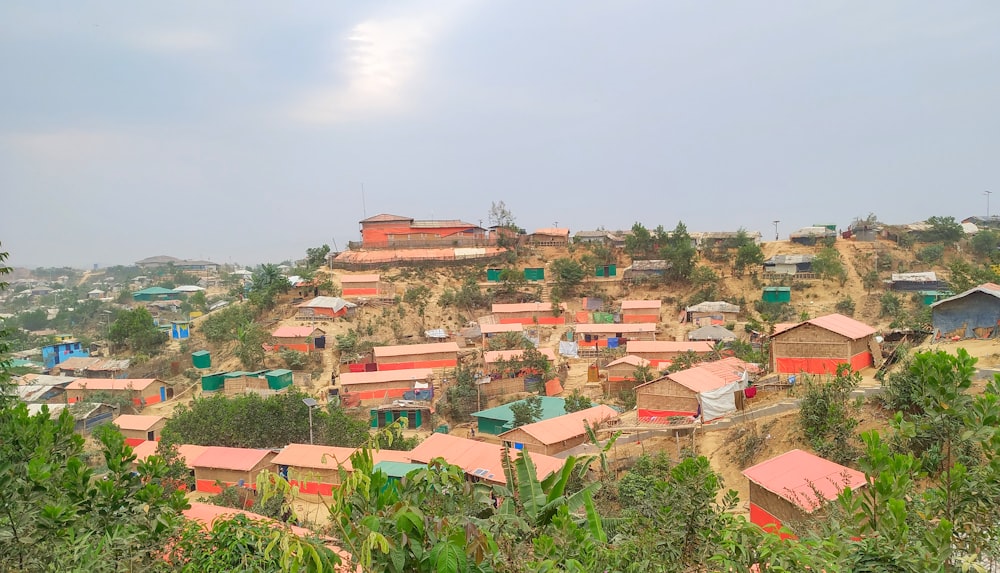 a group of houses in a town