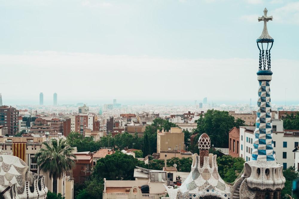 Park Güell with a tall tower