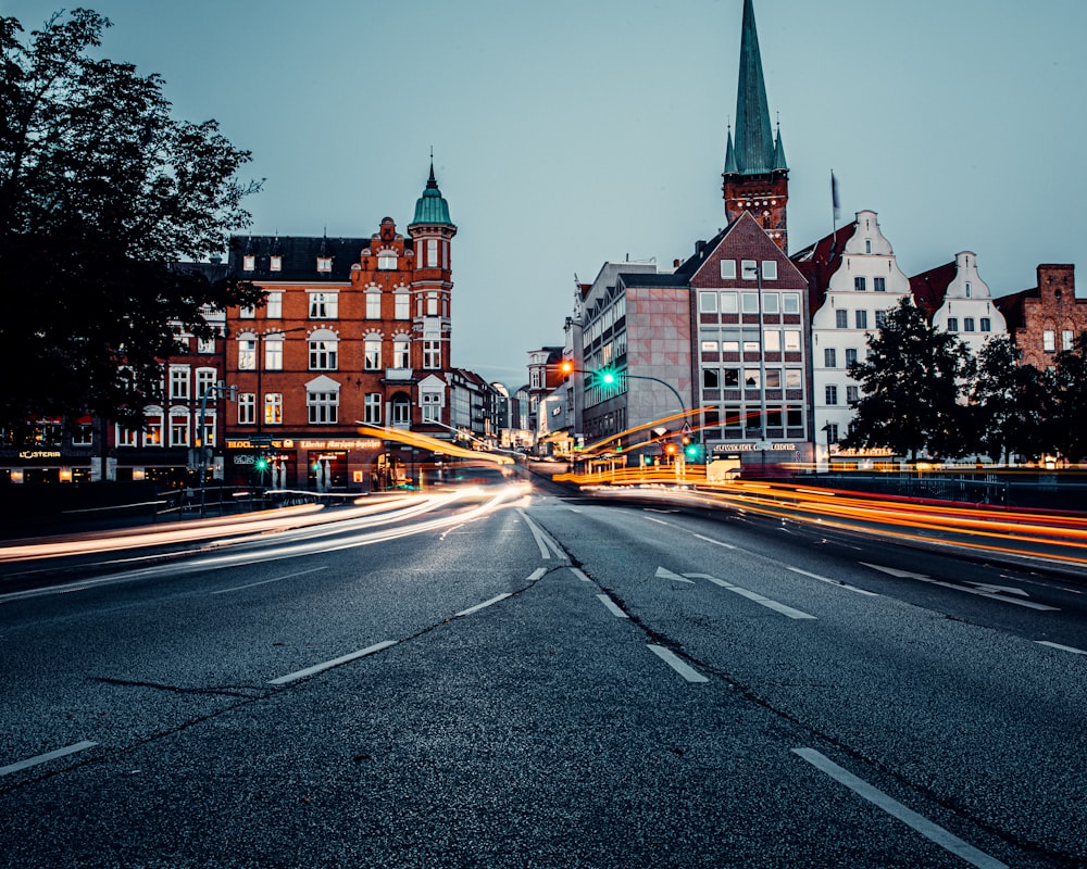 a street with buildings on the side