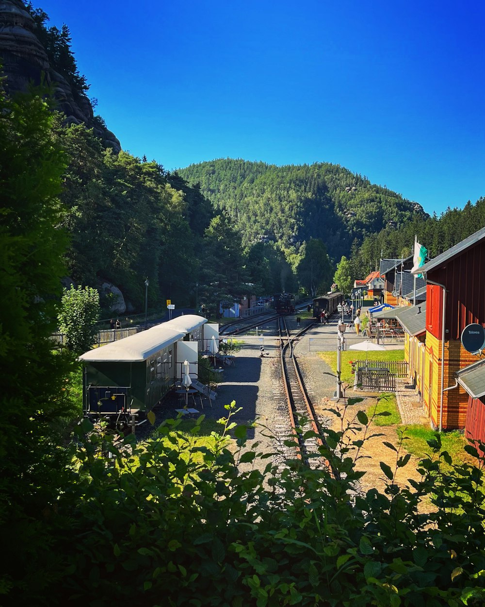 a train station in the mountains