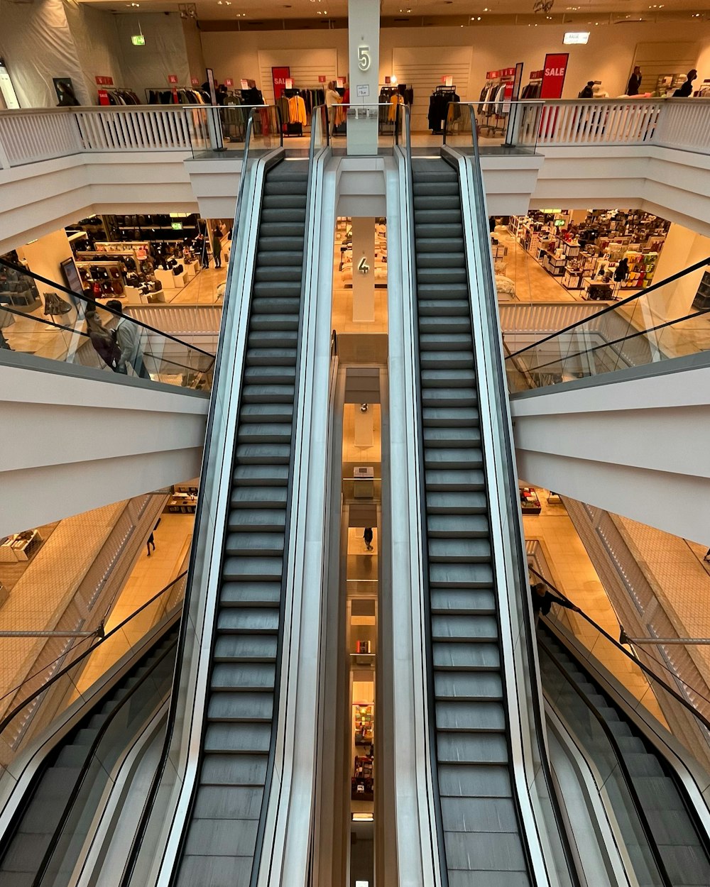 a large escalator in a building