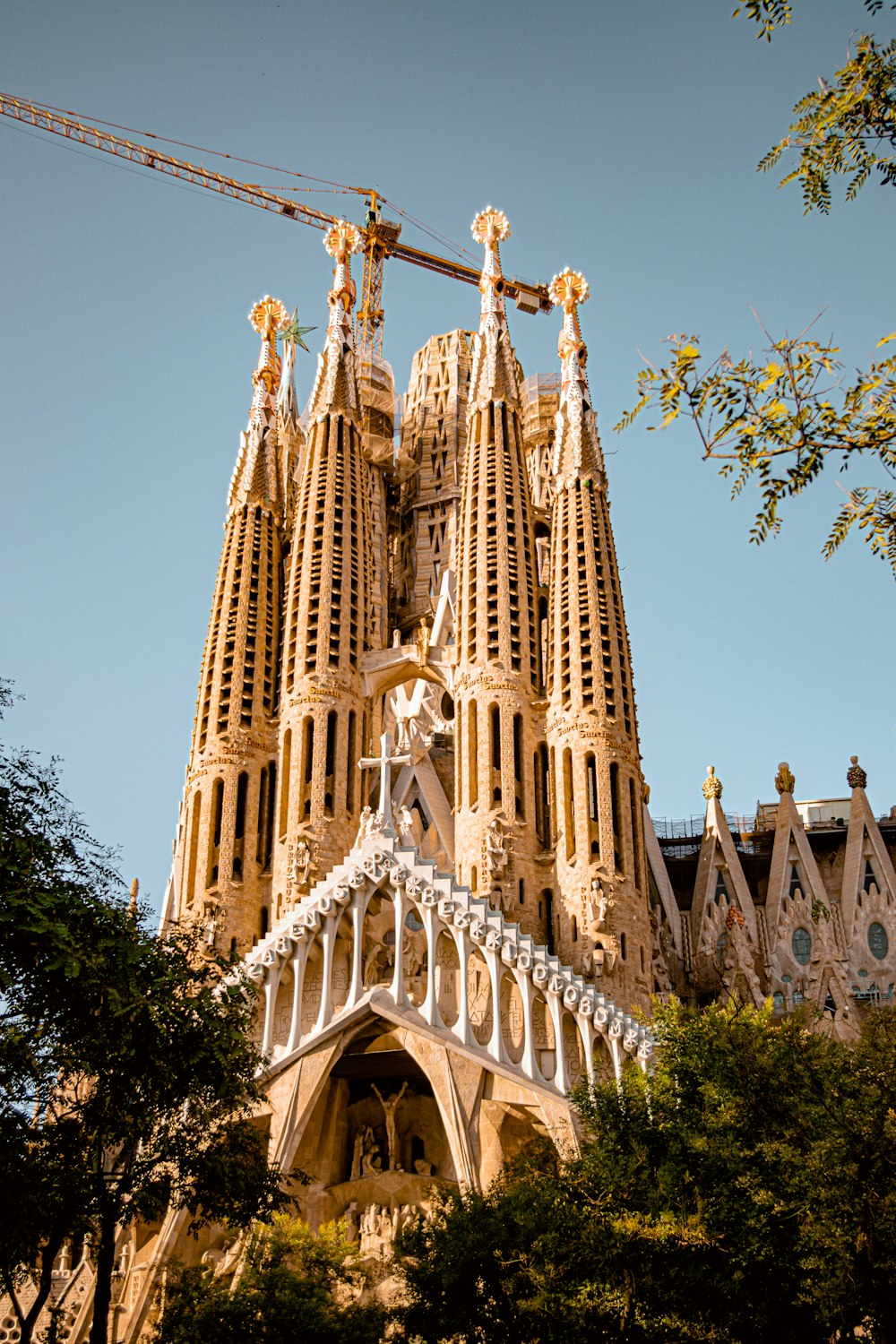 a large tower in Sagrada Família