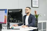 a person sitting at a desk