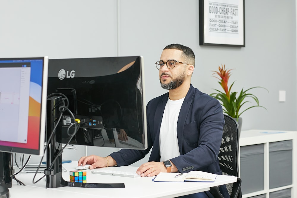 a person sitting at a desk