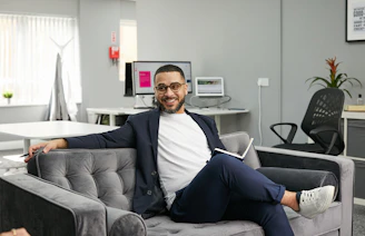 a person sitting on a couch